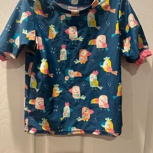 Children's Navy Bird Print Top - Multicolor Cute Birds